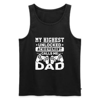 Meine höchste offene Errungenschaft nennt mich Vater - Männer Premium Bio Tank Top - Schwarz - Vorne - AI Model Male 178 light (178cm)