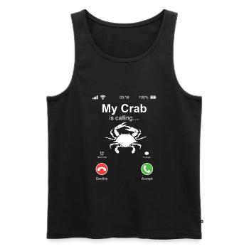 Mon crabe fait appel à une pince pour cancer au téléphone - Débardeur bio Premium Homme - noir - Devant - AI Model Male 178 light (178cm)