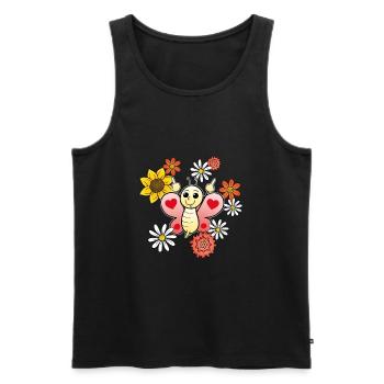 Butterfly Flowers Penis Middle Finger Funny - Men's Premium Organic Tank Top - black - Front - Michal (187cm)