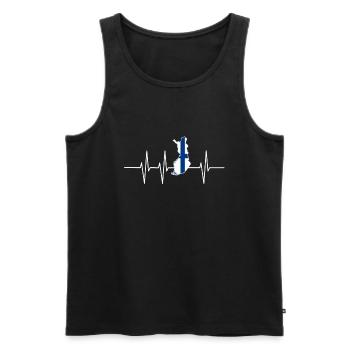 Coup de cœur Finlande cadeau drapeau maison pulsation - Débardeur bio Premium Homme - noir - Devant - Michal (187cm)