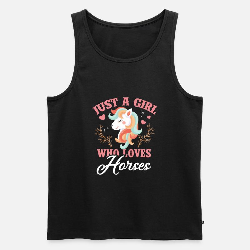 Pferd Mädchen Geschenk Liebhaber - Männer Premium Bio Tank Top - Schwarz