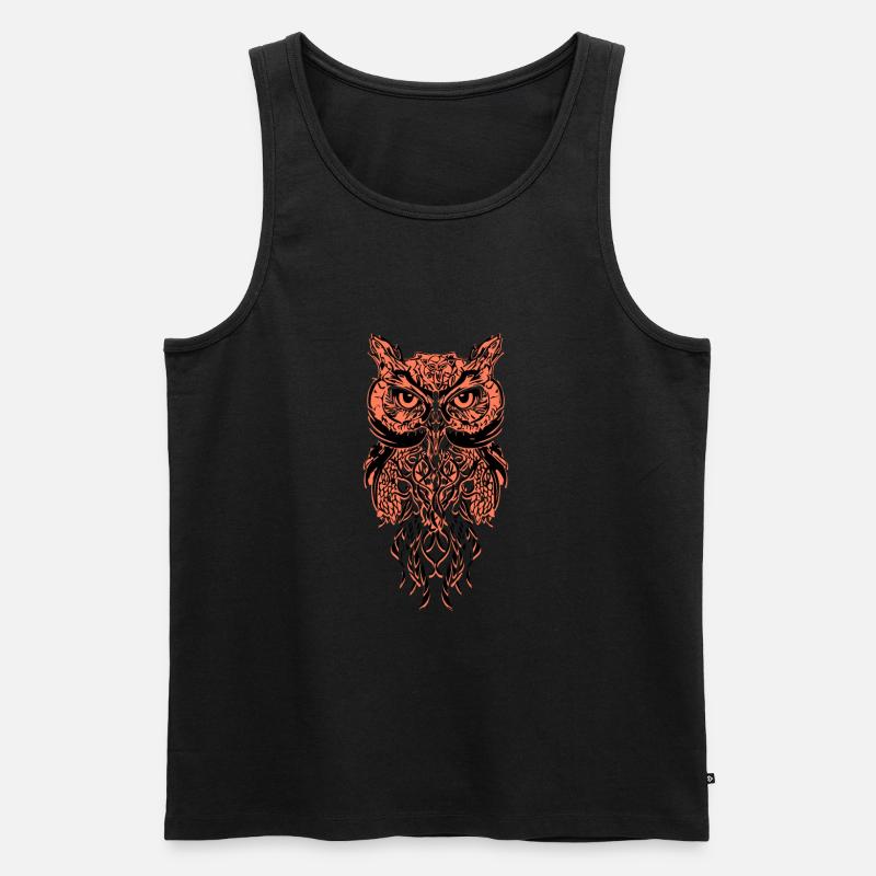 Eule in Mandala Muster - Männer Premium Bio Tank Top - Schwarz