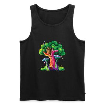 Tree Forest Wilderness Colorful Art Vivid Color Gift - Men's Premium Organic Tank Top - black - Front - AI Model Male 178 light (178cm)