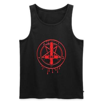 666 Cross T-Shirt Satan Devil Star Heath Devil - Men's Premium Organic Tank Top - black - Front - Michal (187cm)