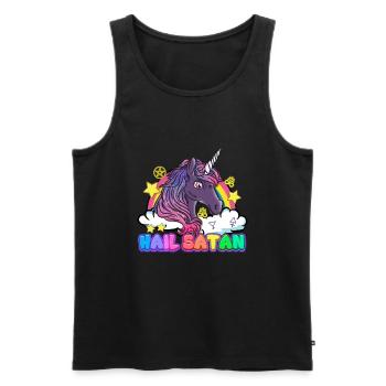 Hail Satan Einhorn Regenbogen Teufel Halloween - Männer Premium Bio Tank Top - Schwarz - Vorne - AI Model Male 178 light (178cm)
