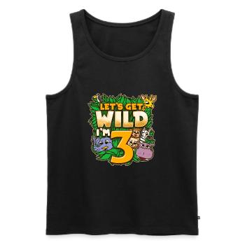 I'm 3 Dinosaur Safari Birthday T-Shirt - Men's Premium Organic Tank Top - black - Front - AI Model Male 178 light (178cm)