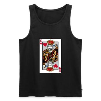 T-shirt Coeur Roi du Blackjack, Argent de Poker - Débardeur bio Premium Homme - noir - Devant - AI Model Male 178 light (178cm)