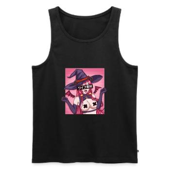 Anime manga fille japon seins cosplay culture - Débardeur bio Premium Homme - noir - Devant - Michal (187cm)