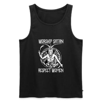 Satanic Baphomet - Worship Satan Respect Women - Men's Premium Organic Tank Top - black - Front - AI Model Male 178 light (178cm)