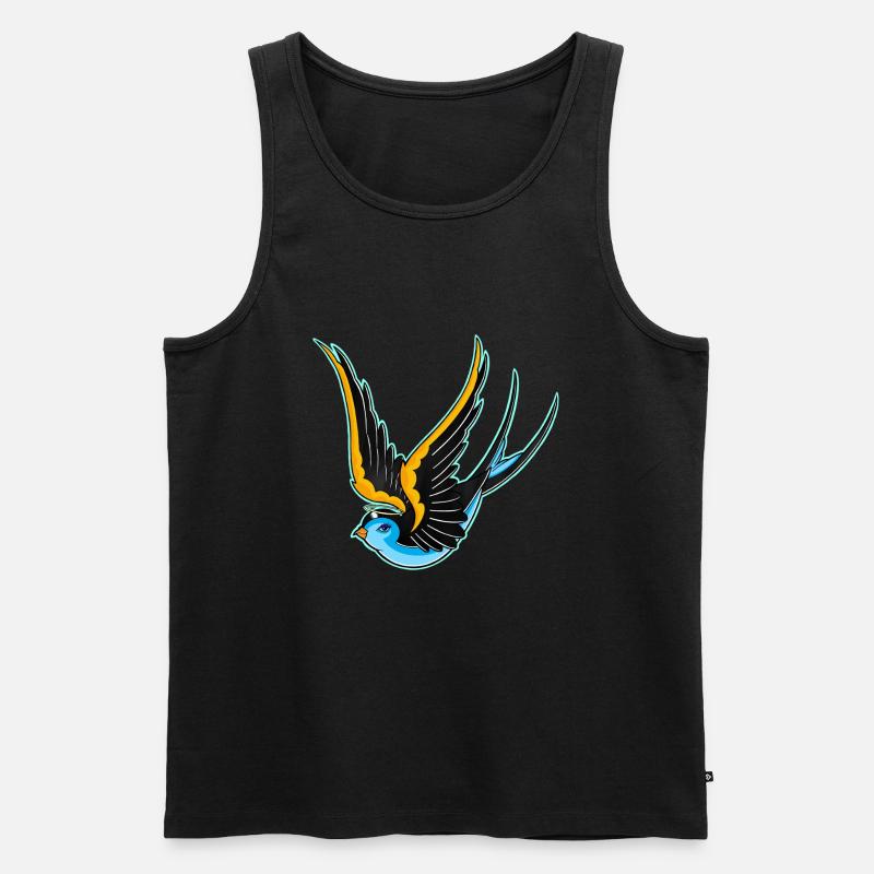 Old school Schwalbe, Engelchen - Männer Premium Bio Tank Top - Schwarz