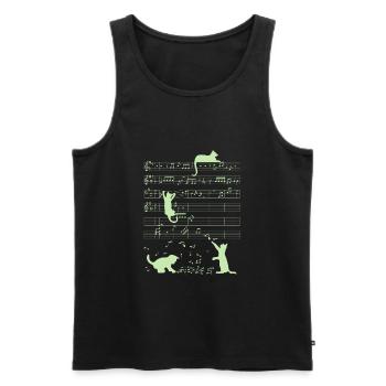 Niedliche Katzen Musiknoten Grüner Musiker Kunst - Männer Premium Bio Tank Top - Schwarz - Vorne - Michal (187cm)