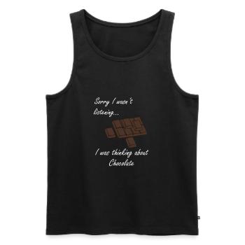 Thinking About Chocolate Eating Dark Chocolate - Men's Premium Organic Tank Top - black - Front - AI Model Male 178 light (178cm)