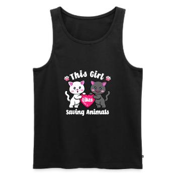 Mädchen mag Tiere retten Nettes Tierzitat - Männer Premium Bio Tank Top - Schwarz - Vorne - Michal (187cm)
