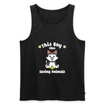 Boy Likes Cats and Dogs Save Animals Refuge - Débardeur bio Premium Homme - noir - Devant - Michal (187cm)