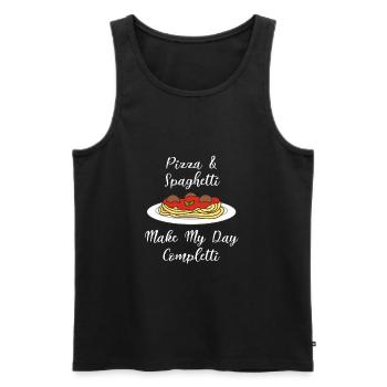 Ironisches Zitat Spaghetti Completti Nudeln Pasta - Männer Premium Bio Tank Top - Schwarz - Vorne - Michal (187cm)