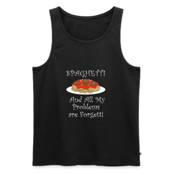 Spaghetti Forgetti Ironic Quote Pasta Lover - Men's Premium Organic Tank Top - black - Front - Michal (187cm)