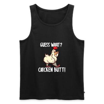 Devine quoi? Chicken Butt I Drôle de dicton - Débardeur bio Premium Homme - noir - Devant - Michal (187cm)
