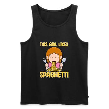 Girl Likes Spaghetti Team Pâtes Nouilles Cuisine - Débardeur bio Premium Homme - noir - Devant - Michal (187cm)