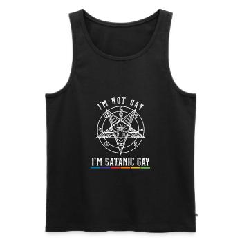 I'm not gay i'm satanic Gay I LGBT Pride - Männer Premium Bio Tank Top - Schwarz - Vorne - Michal (187cm)