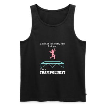 Trampolinist Funny Saying Trampoline Jumping - Men's Premium Organic Tank Top - black - Front - AI Model Male 178 light (178cm)