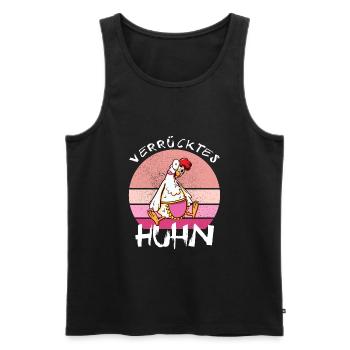 Crazy Chicken Funny Farmer - Men's Premium Organic Tank Top - black - Front - AI Model Male 178 light (178cm)