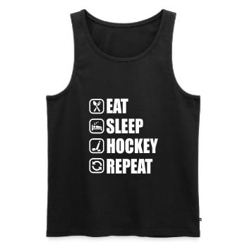 Eat Sleep Hockey Repeat I Eishockey Hockey - Männer Premium Bio Tank Top - Schwarz - Vorne - Michal (187cm)