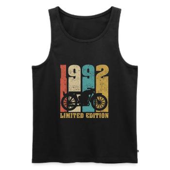 Vintage Moto 1992 Rétro Cadeau D'anniversaire - Débardeur bio Premium Homme - noir - Devant - Michal (187cm)