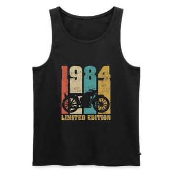 Vintage Moto 1984 Rétro Cadeau D'anniversaire - Débardeur bio Premium Homme - noir - Devant - Michal (187cm)