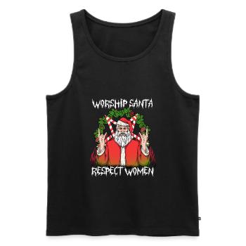 Adorer le Père Noël Respectez les femmes I Diable satanique - Débardeur bio Premium Homme - noir - Devant - Michal (187cm)