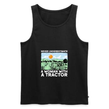 Never Underestimate A Woman With A Tractor - Men's Premium Organic Tank Top - black - Front - Michal (187cm)