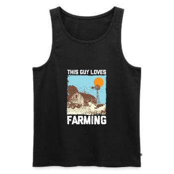 This Guy Loves Farming I Bauer lustig - Männer Premium Bio Tank Top - Schwarz - Vorne - AI Model Male 178 light (178cm)