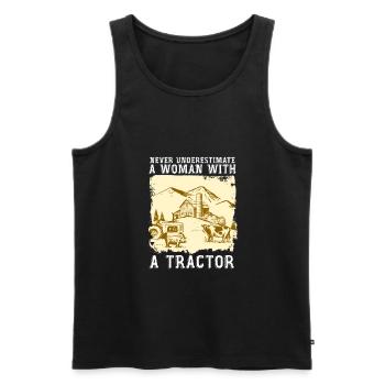 Never Underestimate A Woman With A Tractor - Men's Premium Organic Tank Top - black - Front - Michal (187cm)