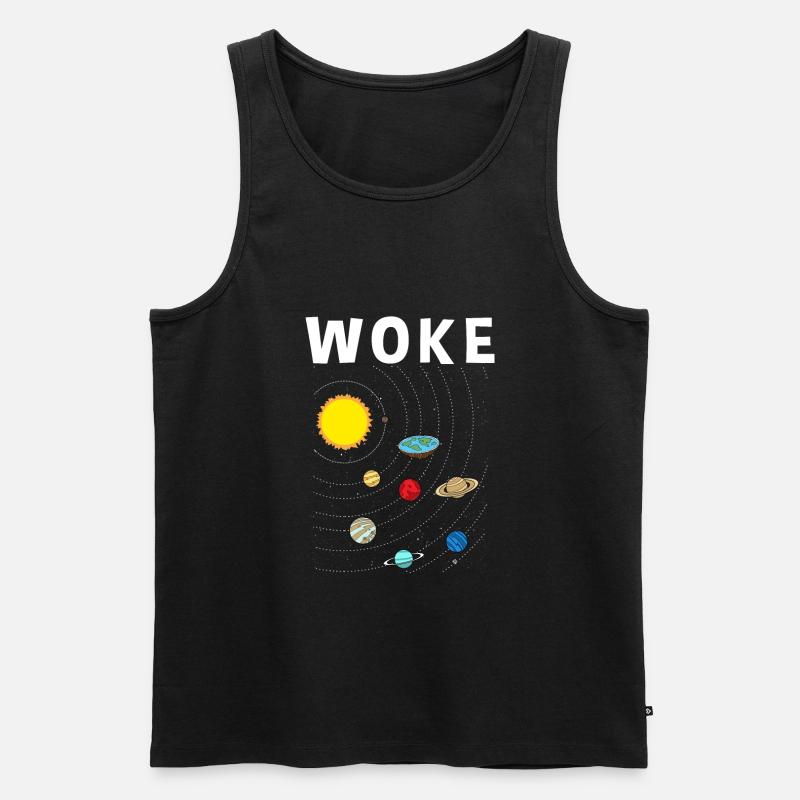 Woke I Flat Earth - Männer Premium Bio Tank Top - Schwarz