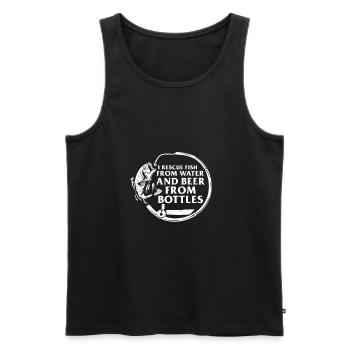 Je sauve le poisson de l’eau et la bière des bouteilles - Débardeur bio Premium Homme - noir - Devant - Michal (187cm)