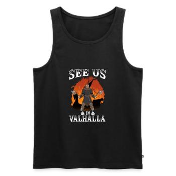 Rendez-vous à Valhalla I Valhalla Viking - Débardeur bio Premium Homme - noir - Devant - AI Model Male 178 light (178cm)