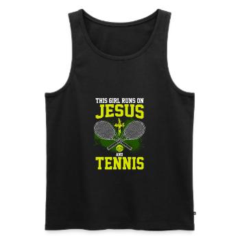 THIS GIRL RUNS ON JESUS AND TENNIS - Männer Premium Bio Tank Top - Schwarz - Vorne - AI Model Male 178 light (178cm)
