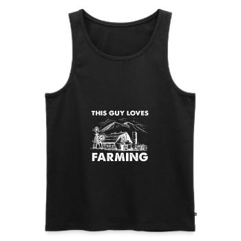 This Guy Loves Farming I Lustig Landwirt - Männer Premium Bio Tank Top - Schwarz - Vorne - AI Model Male 178 light (178cm)