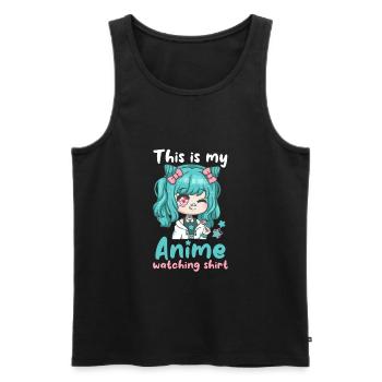 This Is My Anime Watching Shirt I Cute Kawaii Girl - Männer Premium Bio Tank Top - Schwarz - Vorne - Michal (187cm)
