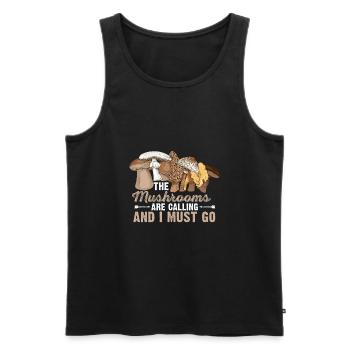 The Mushrooms Are Calling And I Must Go I Morchel - Männer Premium Bio Tank Top - Schwarz - Vorne - Michal (187cm)