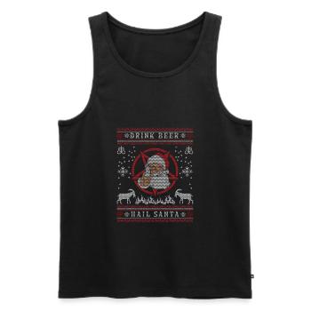 Drink Beer Hail Santa I Baphomet Death Metal - Männer Premium Bio Tank Top - Schwarz - Vorne - Michal (187cm)