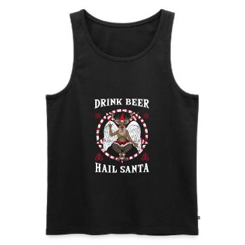 Drink Beer Hail Santa I Baphomet Death Metal - Männer Premium Bio Tank Top - Schwarz - Vorne - Michal (187cm)