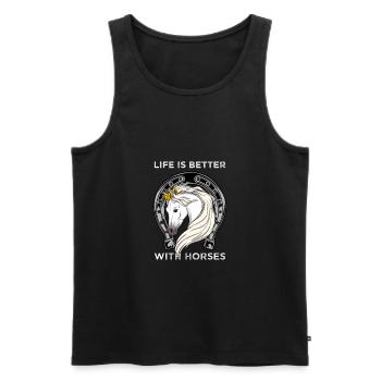 CROWNEDHORSE2LIFEISBETTERWITHHORSE - Men's Premium Organic Tank Top - black - Front - Michal (187cm)