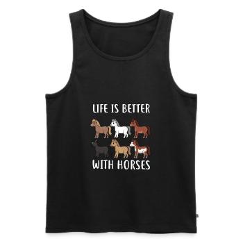 HORSESPACKLIFEISBETTERWITHHORSES - Men's Premium Organic Tank Top - black - Front - Michal (187cm)