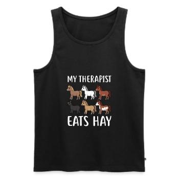 HORSESPACKMYTHERAPISTEATSHAY - Men's Premium Organic Tank Top - black - Front - Michal (187cm)