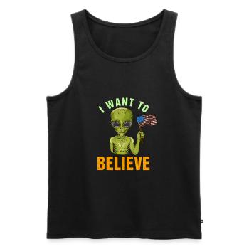 Je veux croire le cadeau de geek extraterrestre martien - Débardeur bio Premium Homme - noir - Devant - AI Model Male 178 light (178cm)