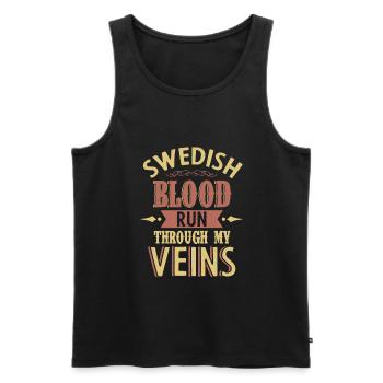 Swedish - Men's Premium Organic Tank Top - black - Front - AI Model Male 178 light (178cm)