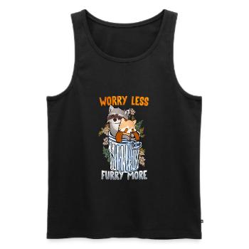 Worry less Furry more I Fursona Cosplay Fandom - Männer Premium Bio Tank Top - Schwarz - Vorne - AI Model Male 178 light (178cm)
