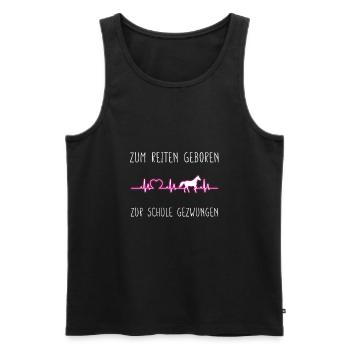 Né pour rouler, forcé d’aller à l’école - Débardeur bio Premium Homme - noir - Devant - AI Model Male 178 light (178cm)