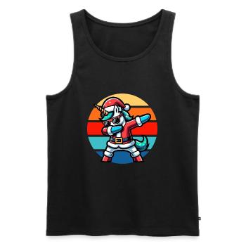 Dabbing Licorne Vintage Coucher de soleil - Débardeur bio Premium Homme - noir - Devant - AI Model Male 178 light (178cm)