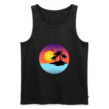 Strand - Männer Premium Bio Tank Top - Schwarz - Vorne - AI Model Male 178 light (178cm)